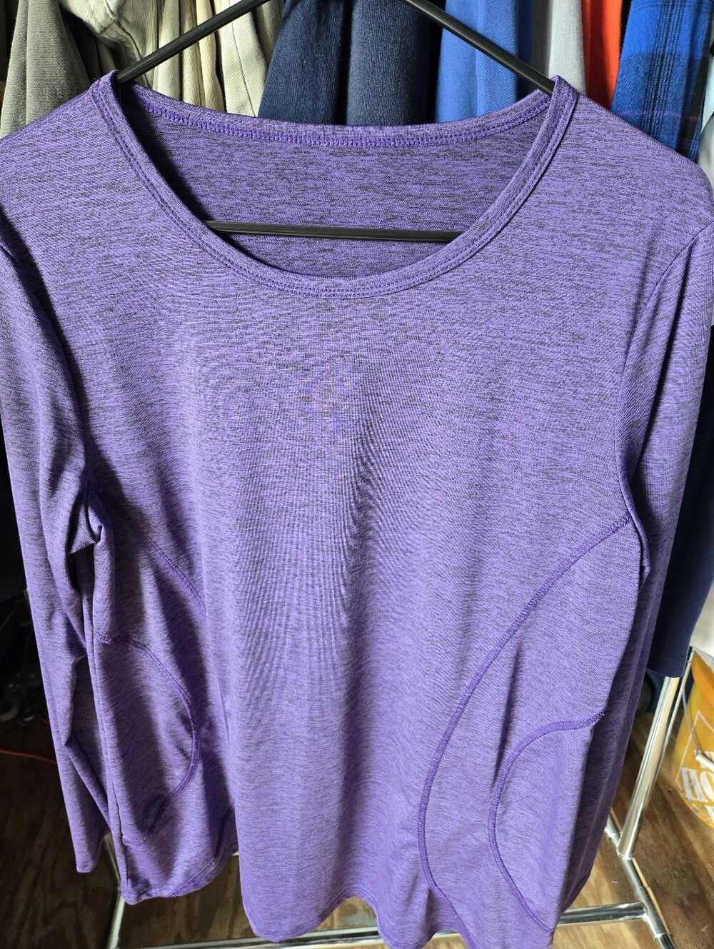 Women's Purple Long-Sleeve Scoop Neck Top